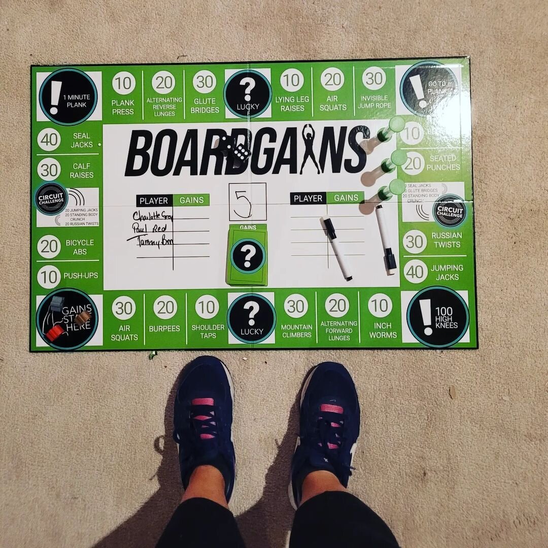 Boardgains Board on Floor with Feet - After Completing a Home Workout