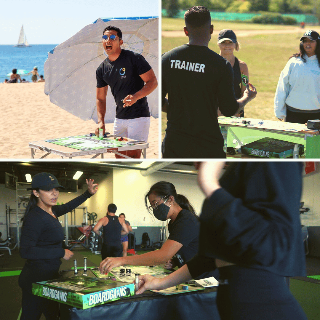 Boardgains Gym Game in Action - Bootcamp Workouts at Beach, Park, and Gym