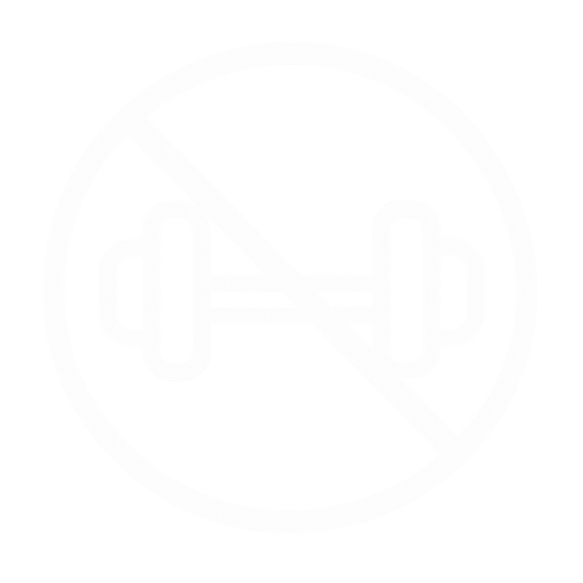 A minimalist white line icon depicting a circle with a diagonal slash, commonly used as a placeholder or generic icon in digital interfaces.