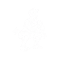 A white line-art graphic of a cartoon character standing, likely a placeholder or icon rather than a photographed retail product.