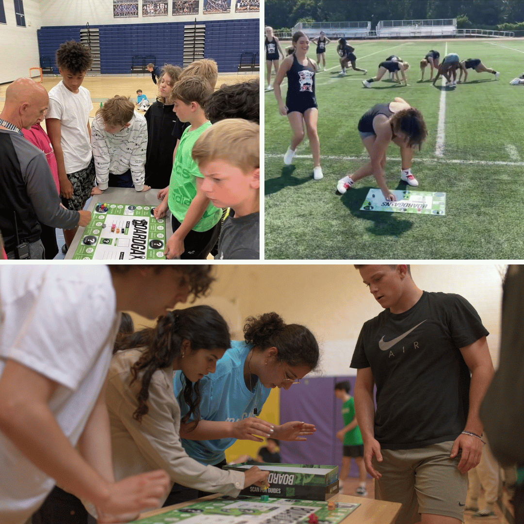 "Photo Collage of Boardgains Used in School Physical Education Settings - Indoor and Outdoor Activities