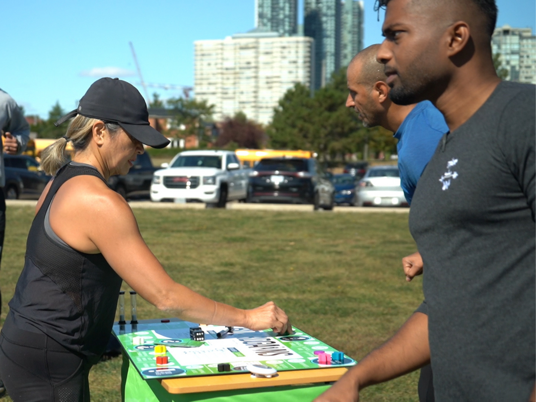 Founder Eric with Final Version of Boardgains Fitness Board Game - The Finished Product