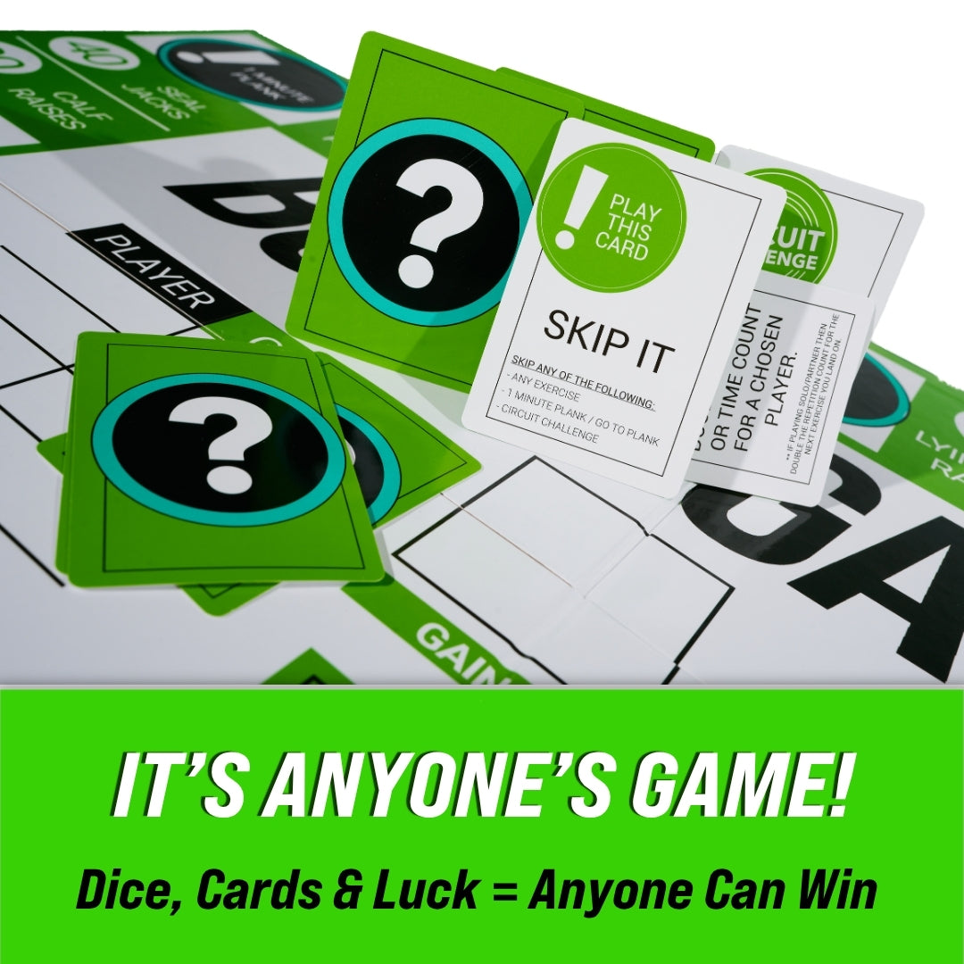 Close-up of BoardGains twist cards on the game board, showing how randomness makes the game fair and fun for all levels.