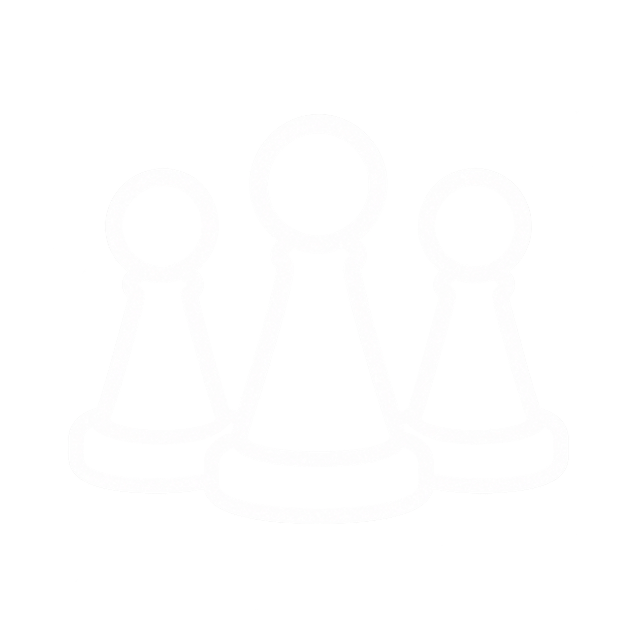 A minimalist white line art illustration of three crowns, likely representing a product like a keycap set, sticker, or graphic print design.