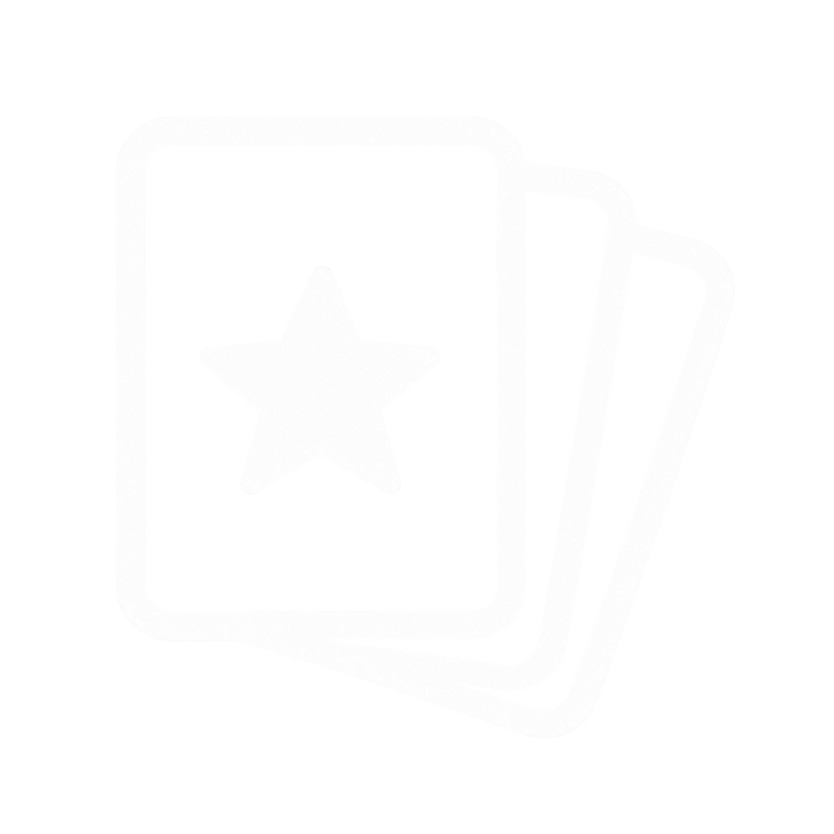 A minimalist white icon depicting a star inside a rounded square, outlined in a light gray border, on a solid white background.