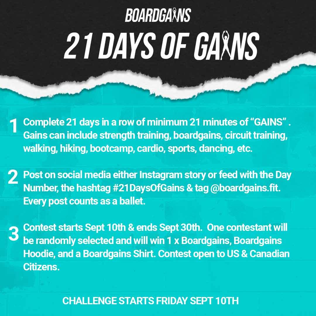 21 Days Of Gains Challenge. - Boardgains