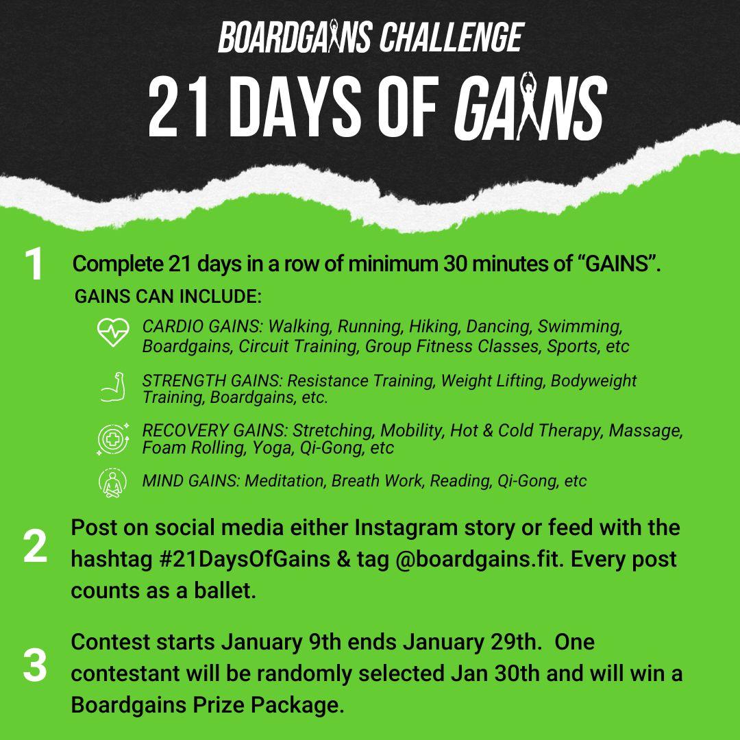21 Days Of Gains New Year Fitness Challenge - Boardgains 2023 - Boardgains