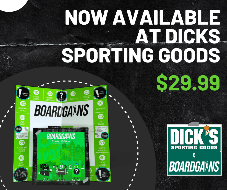 Boardgains Fitness Board Game Now Available at Dick's Sporting Goods Nationwide