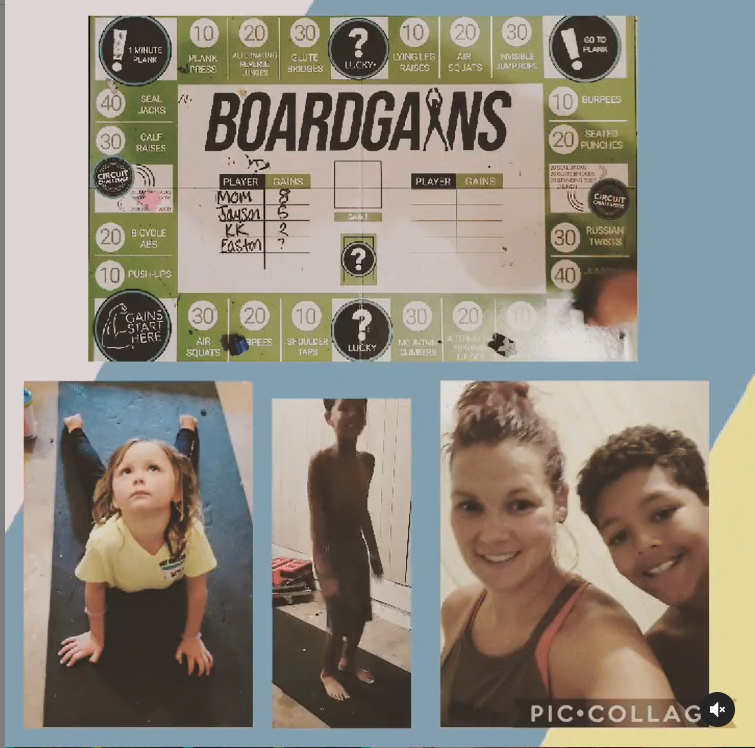 Mom and Two Kids Using Boardgains at Home - Family Fitness Made Easy and Fun