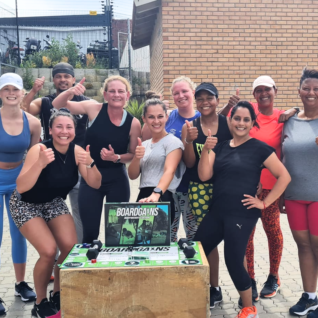 Group Photo of Happy Participants After Fitness Class Using Boardgains - Smiles All Around